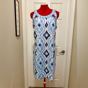 Gretchen Scott Designs Blue and White Isosceles Dress, sz L